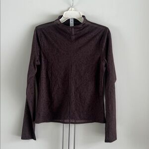 Lululemon Lace Long-Sleeve Shirt - Deco Block Lace Espresso EUC